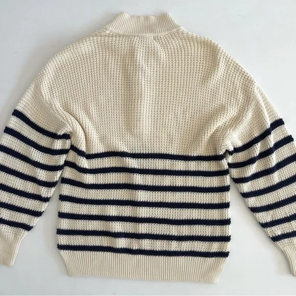 ABLE x Jess Ann Kirby Marin 100% Organic Cotton Striped Button Knit Sweater - Picture 11 of 14